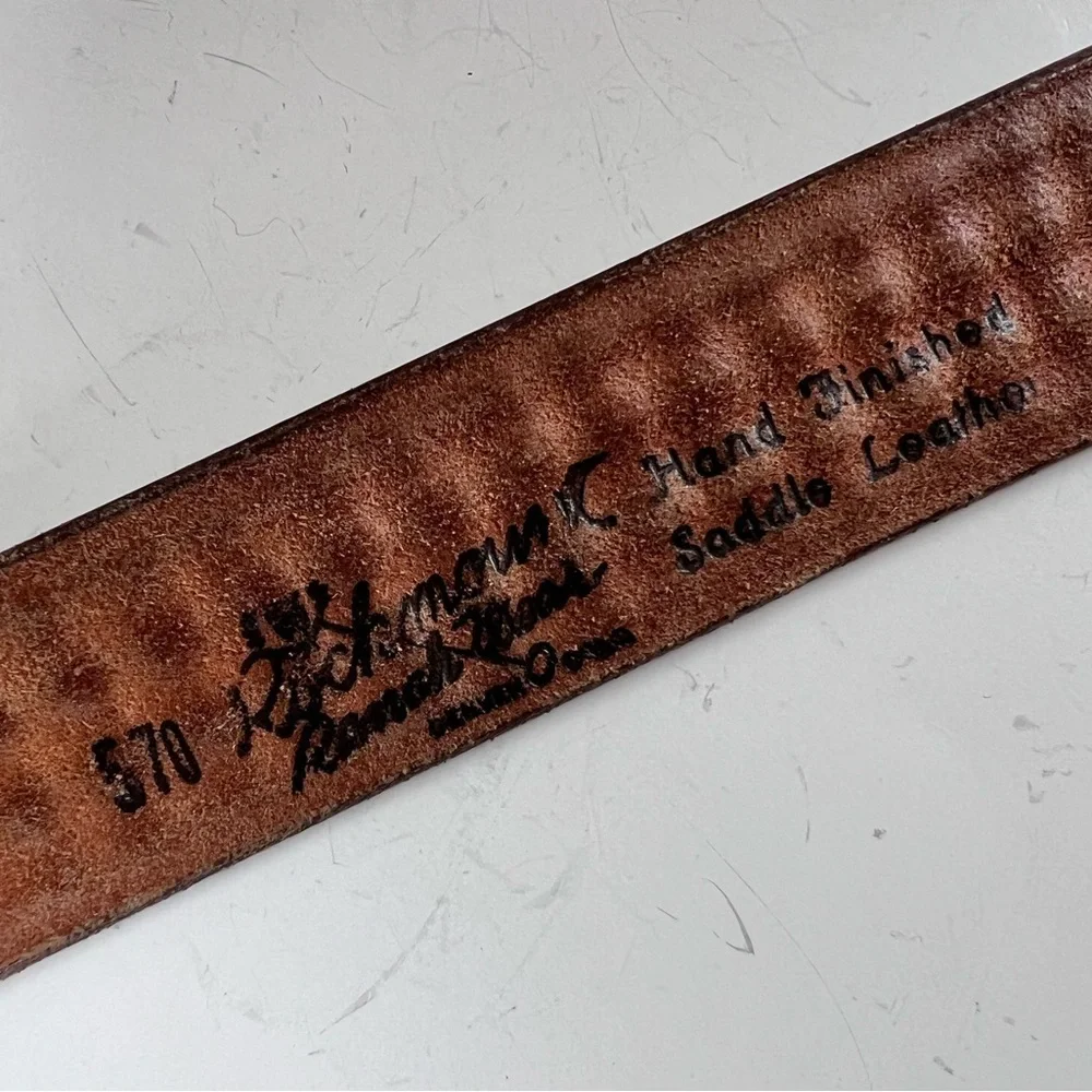 Vintage Rockmount Ranchwear Brown Saddle Leather Woven Western Belt